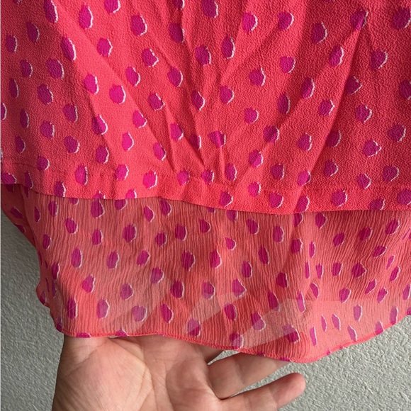 Kate Spade Take A Walk On The Wild Side Pink Leopard Dot Layered Tank Blouse M - Picture 8 of 15